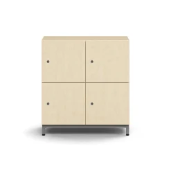 Lokerokaappi QBUS 4 lokeroa, jalusta, 868x800x420 mm, hopea, koivu