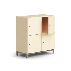 Lokerokaappi QBUS 4 lokeroa, jalusta, 868x800x420 mm, hopea, koivu