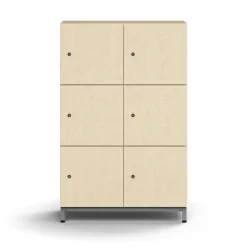 Lokerokaappi QBUS 6 lokeroa, jalusta, 1252x800x420 mm, hopea, koivu