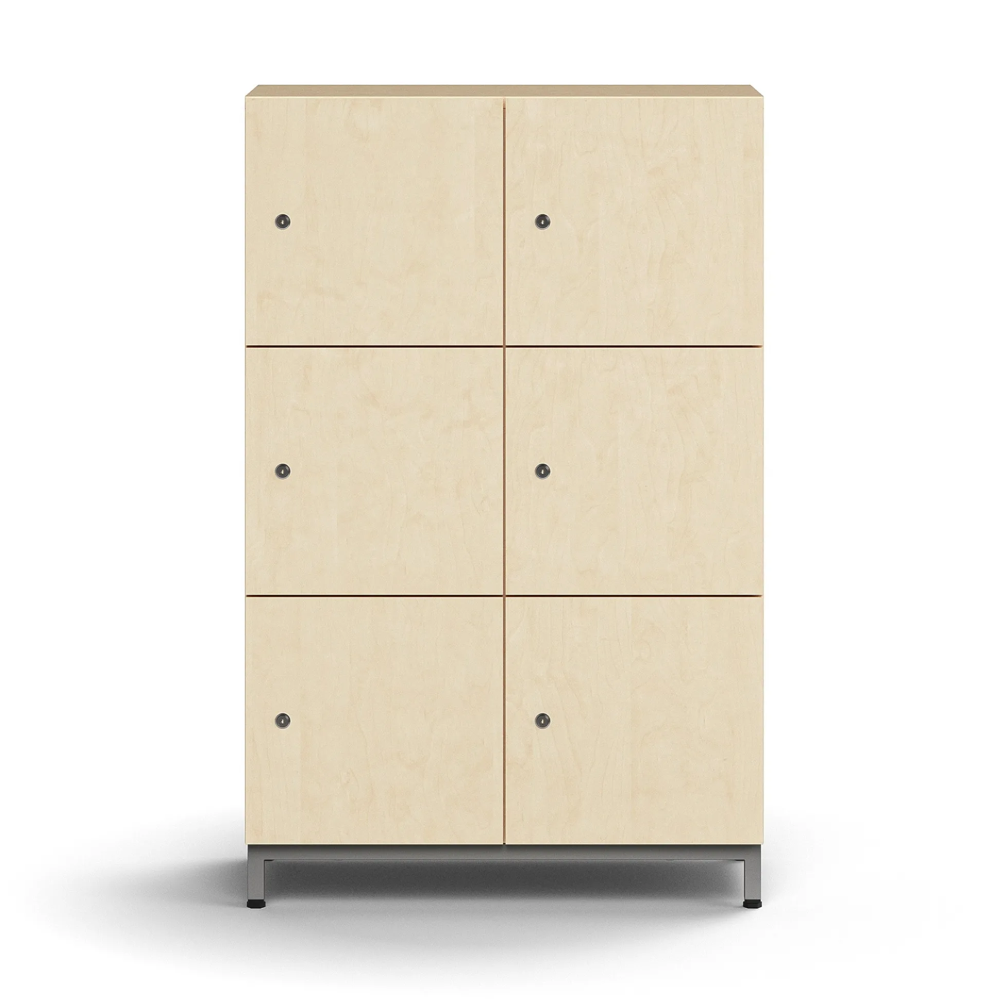 Lokerokaappi QBUS 6 lokeroa, jalusta, 1252x800x420 mm, hopea, koivu