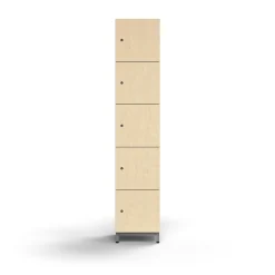 Lokerokaappi QBUS 5 lokeroa, jalusta, 2020x400x420 mm, hopeanharmaa, koivu