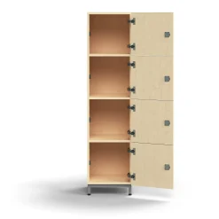 Lokerokaappi QBUS 4 lokeroa, jalusta, 1636x400x420 mm, hopeanharmaa, koivu