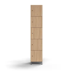 Lokerokaappi QBUS 5 lokeroa, jalusta, 2020x400x420 mm, hopeanharmaa, tammi
