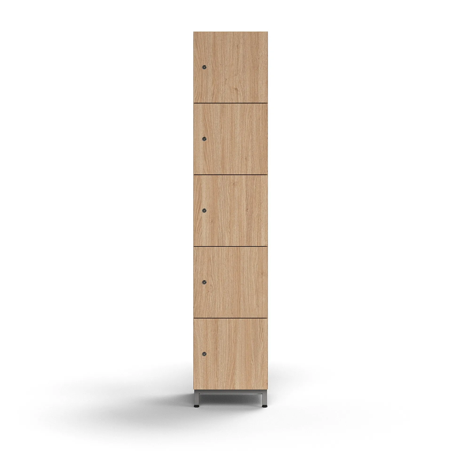 Lokerokaappi QBUS 5 lokeroa, jalusta, 2020x400x420 mm, hopeanharmaa, tammi