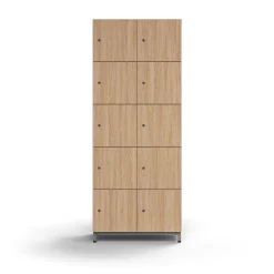 Lokerokaappi QBUS 10 lokeroa, jalusta, 2020x800x420 mm, hopeanharmaa, tammi