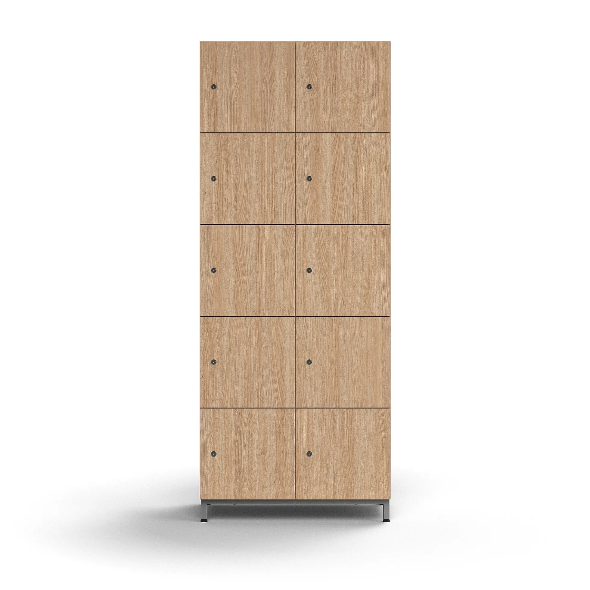Lokerokaappi QBUS 10 lokeroa, jalusta, 2020x800x420 mm, hopeanharmaa, tammi
