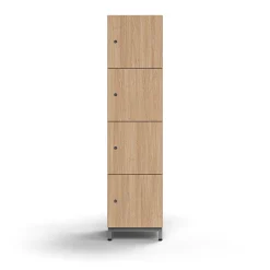 Lokerokaappi QBUS 4 lokeroa, jalusta, 1636x400x420 mm, hopeanharmaa, tammi