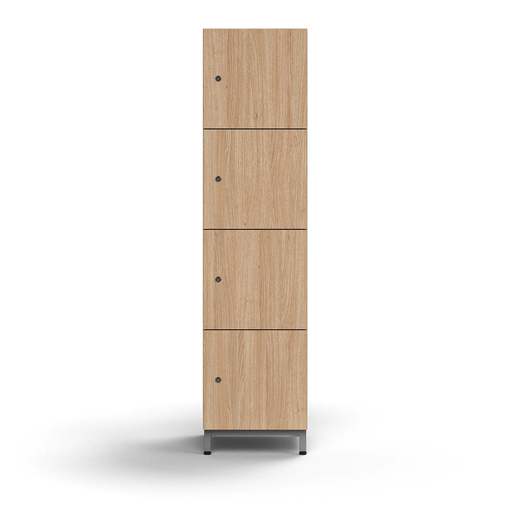 Lokerokaappi QBUS 4 lokeroa, jalusta, 1636x400x420 mm, hopeanharmaa, tammi