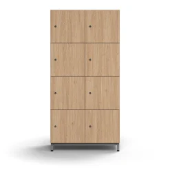 Lokerokaappi QBUS 8 lokeroa, jalusta, 1636x800x420 mm, hopeanharmaa, tammi