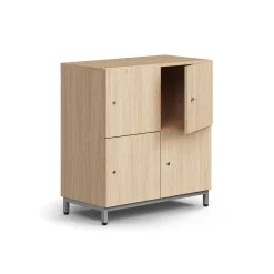 Lokerokaappi QBUS 4 lokeroa, jalusta, 868x800x420 mm, hopea, tammi