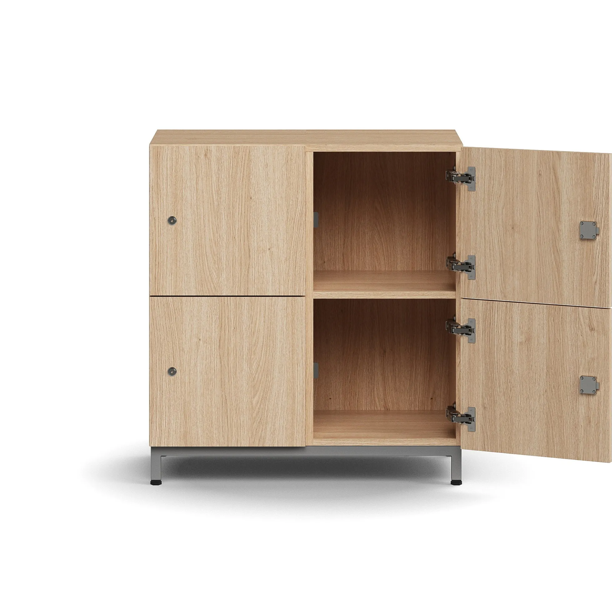 Lokerokaappi QBUS 4 lokeroa, jalusta, 868x800x420 mm, hopea, tammi
