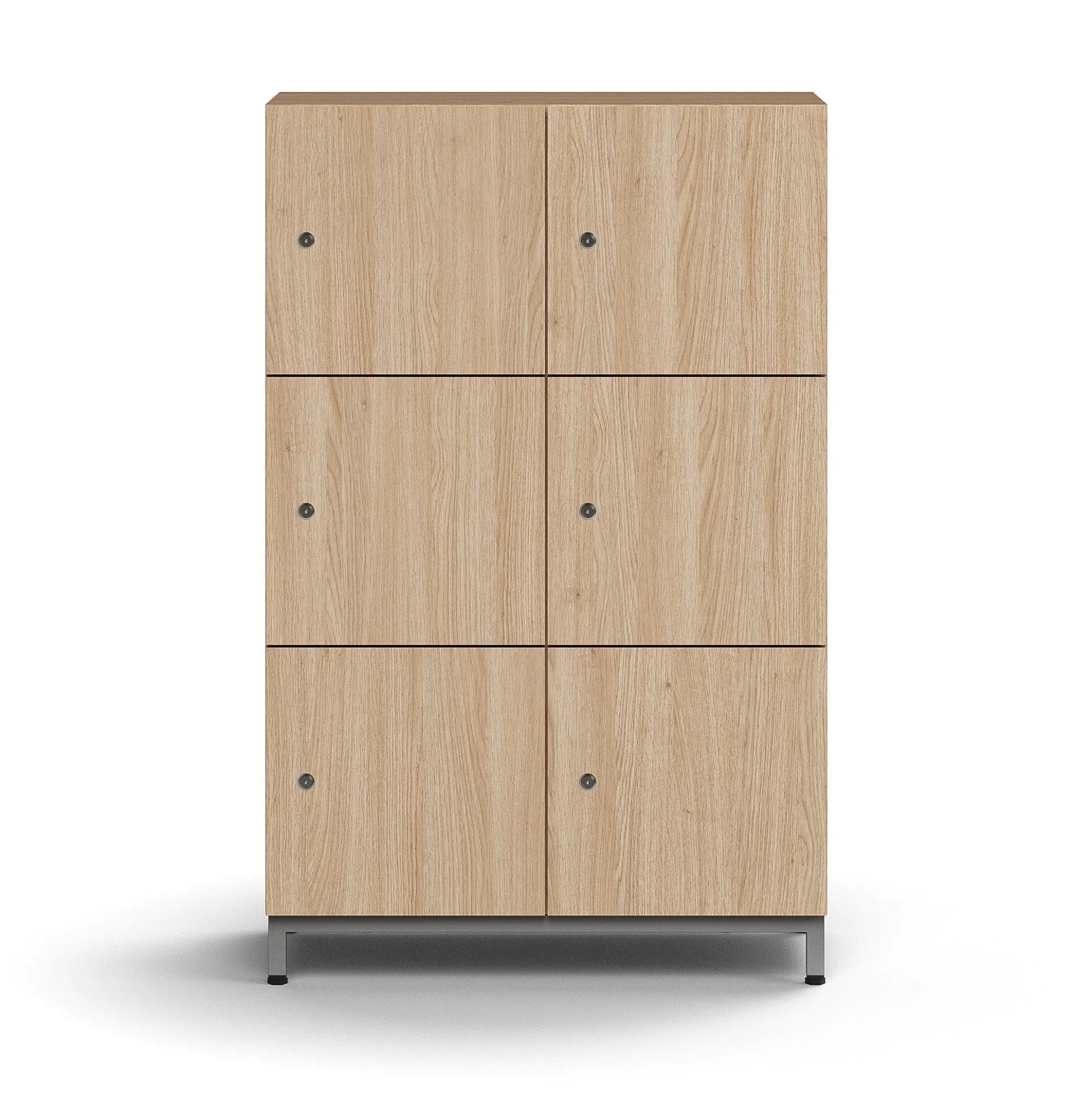 Lokerokaappi QBUS 6 lokeroa, jalusta, 1252x800x420 mm, hopea, tammi