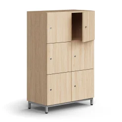 Lokerokaappi QBUS 6 lokeroa, jalusta, 1252x800x420 mm, hopea, tammi