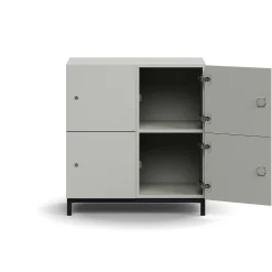 Lokerokaappi QBUS 4 lokeroa, jalusta, 868x800x420 mm, musta, vaaleanharmaa