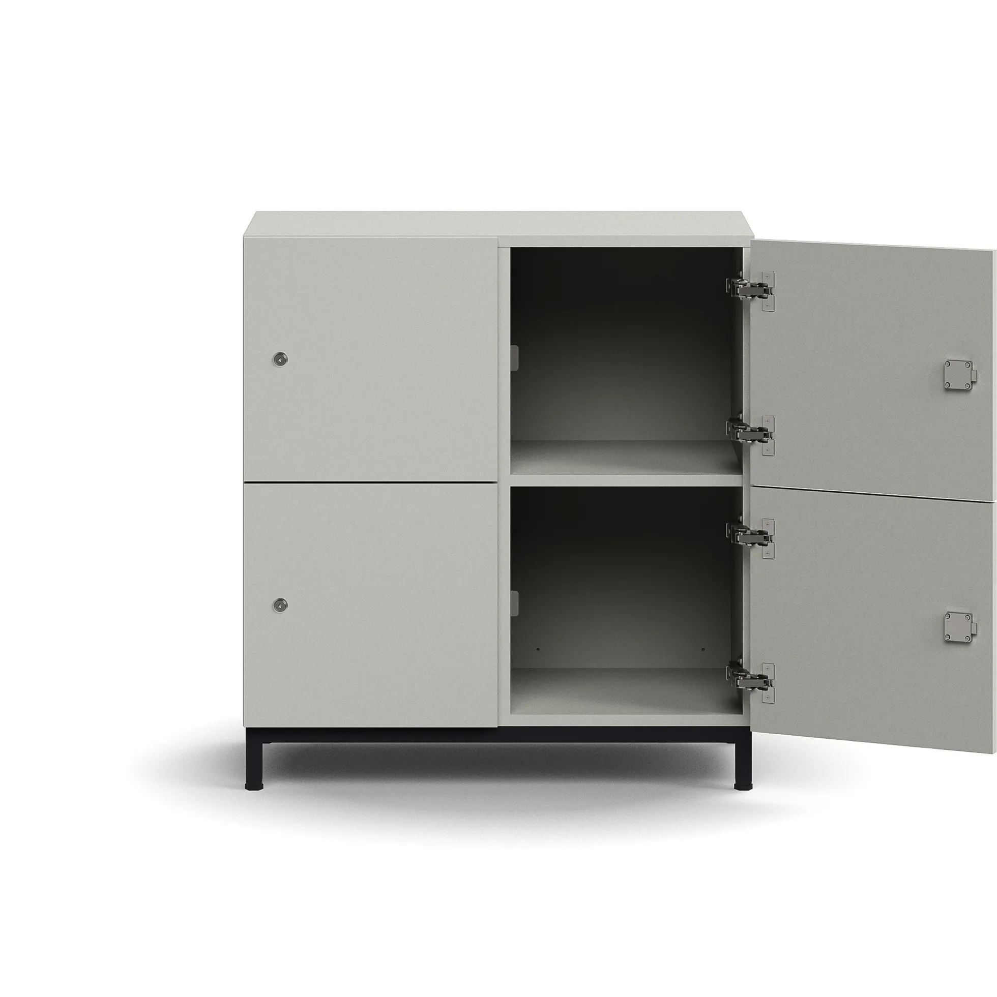 Lokerokaappi QBUS 4 lokeroa, jalusta, 868x800x420 mm, musta, vaaleanharmaa