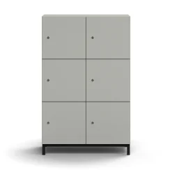 Lokerokaappi QBUS 6 lokeroa, jalusta, 1252x800x420 mm, musta, vaaleanharmaa