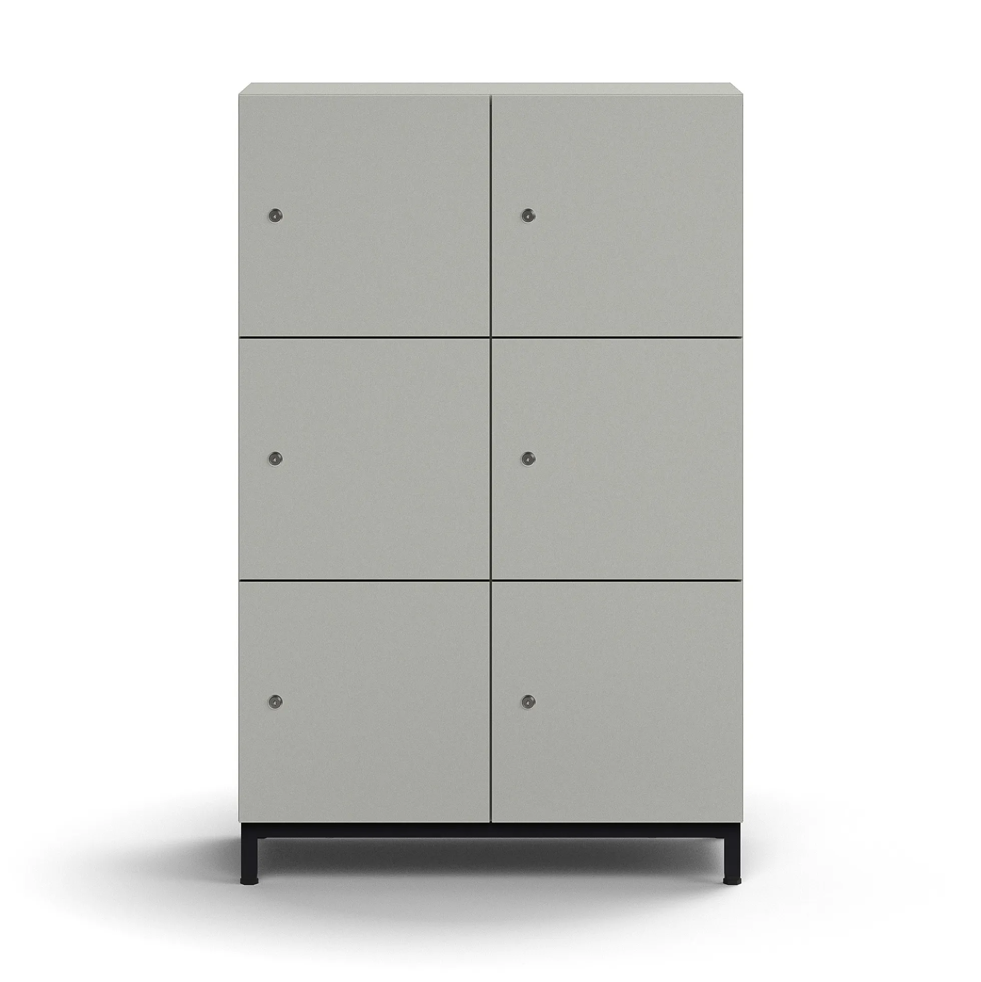 Lokerokaappi QBUS 6 lokeroa, jalusta, 1252x800x420 mm, musta, vaaleanharmaa