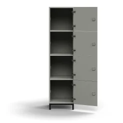 Lokerokaappi QBUS 4 lokeroa, jalusta, 1636x400x420 mm, musta, vaaleanharmaa