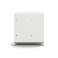 Lokerokaappi QBUS 4 lokeroa, jalusta, 868x800x420 mm, valkoinen