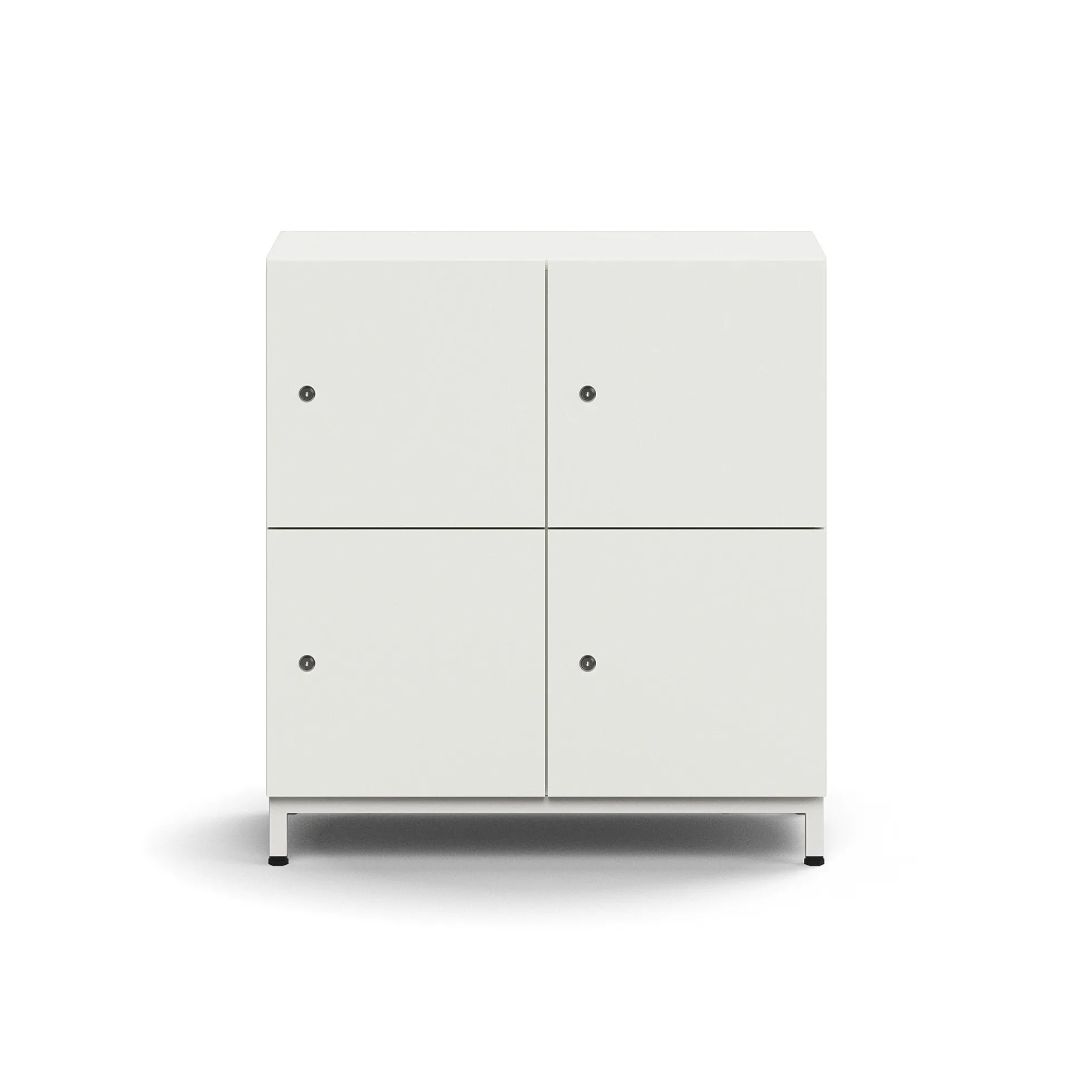 Lokerokaappi QBUS 4 lokeroa, jalusta, 868x800x420 mm, valkoinen