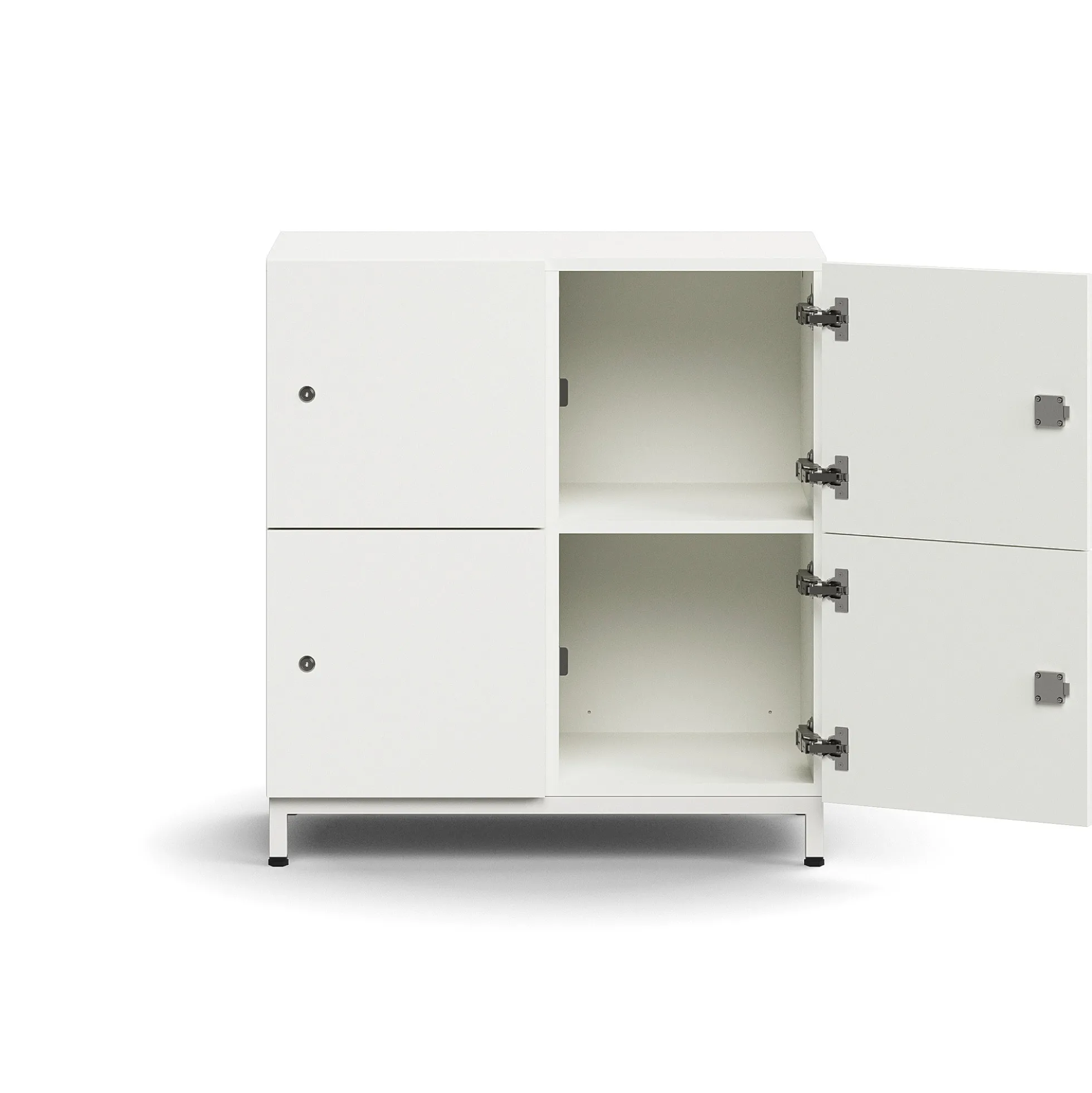 Lokerokaappi QBUS 4 lokeroa, jalusta, 868x800x420 mm, valkoinen