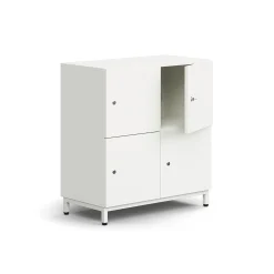 Lokerokaappi QBUS 4 lokeroa, jalusta, 868x800x420 mm, valkoinen