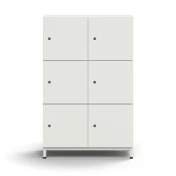 Lokerokaappi QBUS 6 lokeroa, jalusta, 1252x800x420 mm, valkoinen