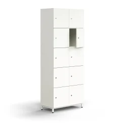 Lokerokaappi QBUS 10 lokeroa, jalusta, 2020x800x420 mm, valkoinen