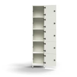 Lokerokaappi QBUS 5 lokeroa, jalusta, 2020x400x420 mm, valkoinen