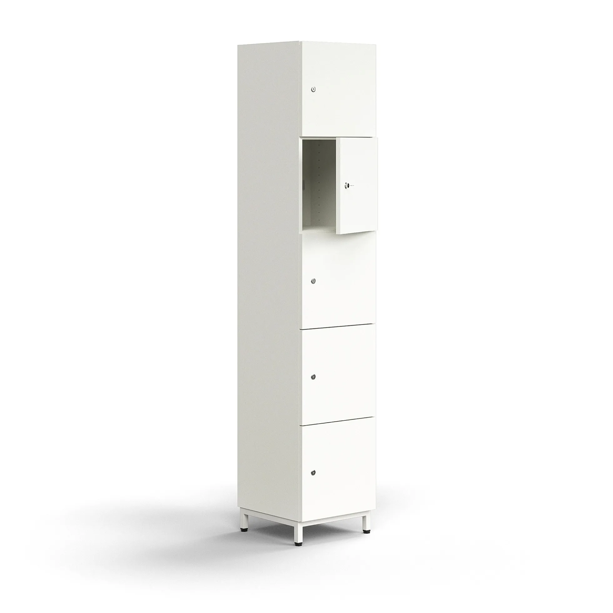 Lokerokaappi QBUS 5 lokeroa, jalusta, 2020x400x420 mm, valkoinen