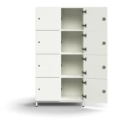 Lokerokaappi QBUS 8 lokeroa, jalusta, 1636x800x420 mm, valkoinen