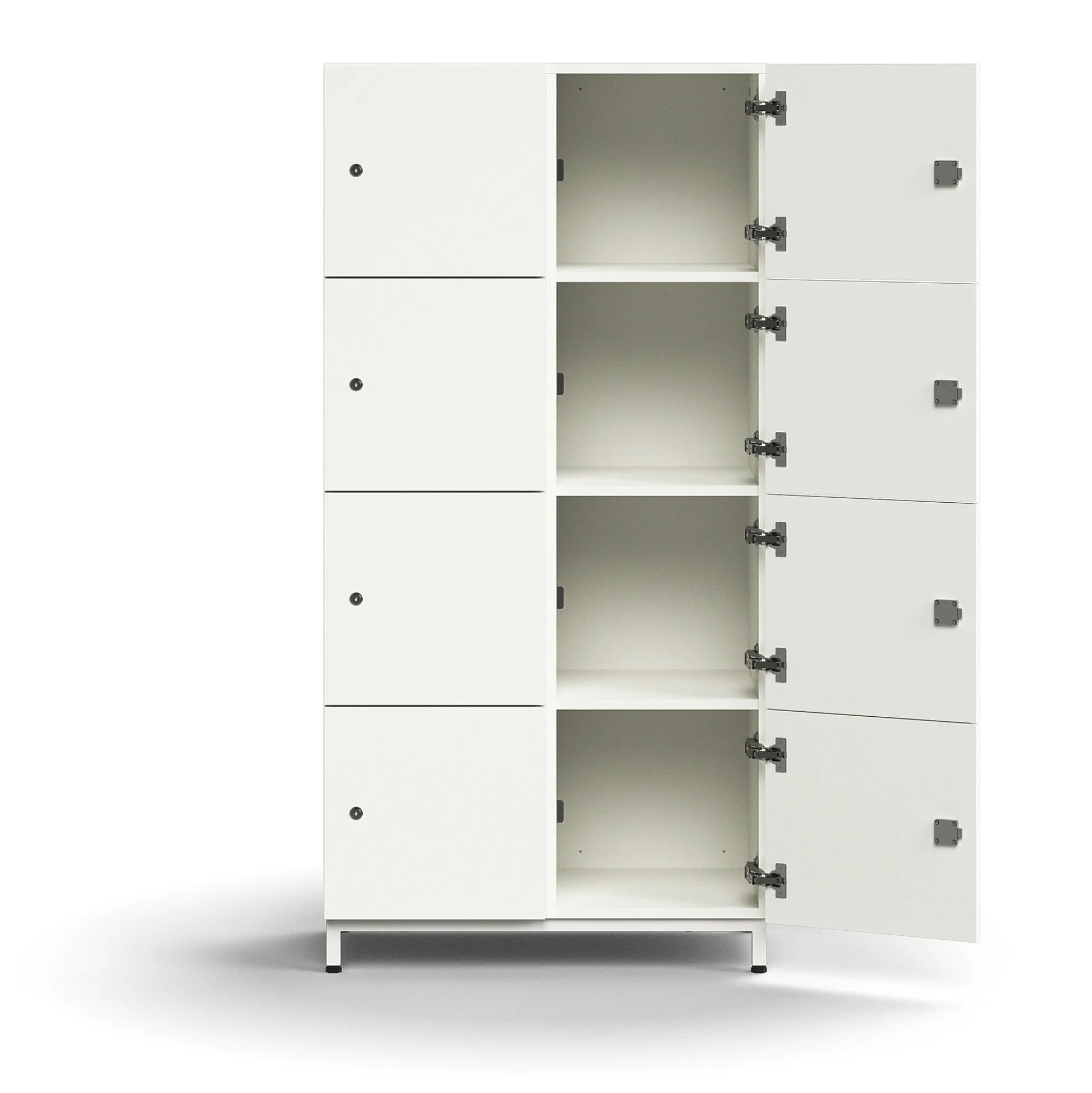 Lokerokaappi QBUS 8 lokeroa, jalusta, 1636x800x420 mm, valkoinen