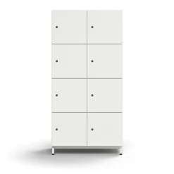 Lokerokaappi QBUS 8 lokeroa, jalusta, 1636x800x420 mm, valkoinen
