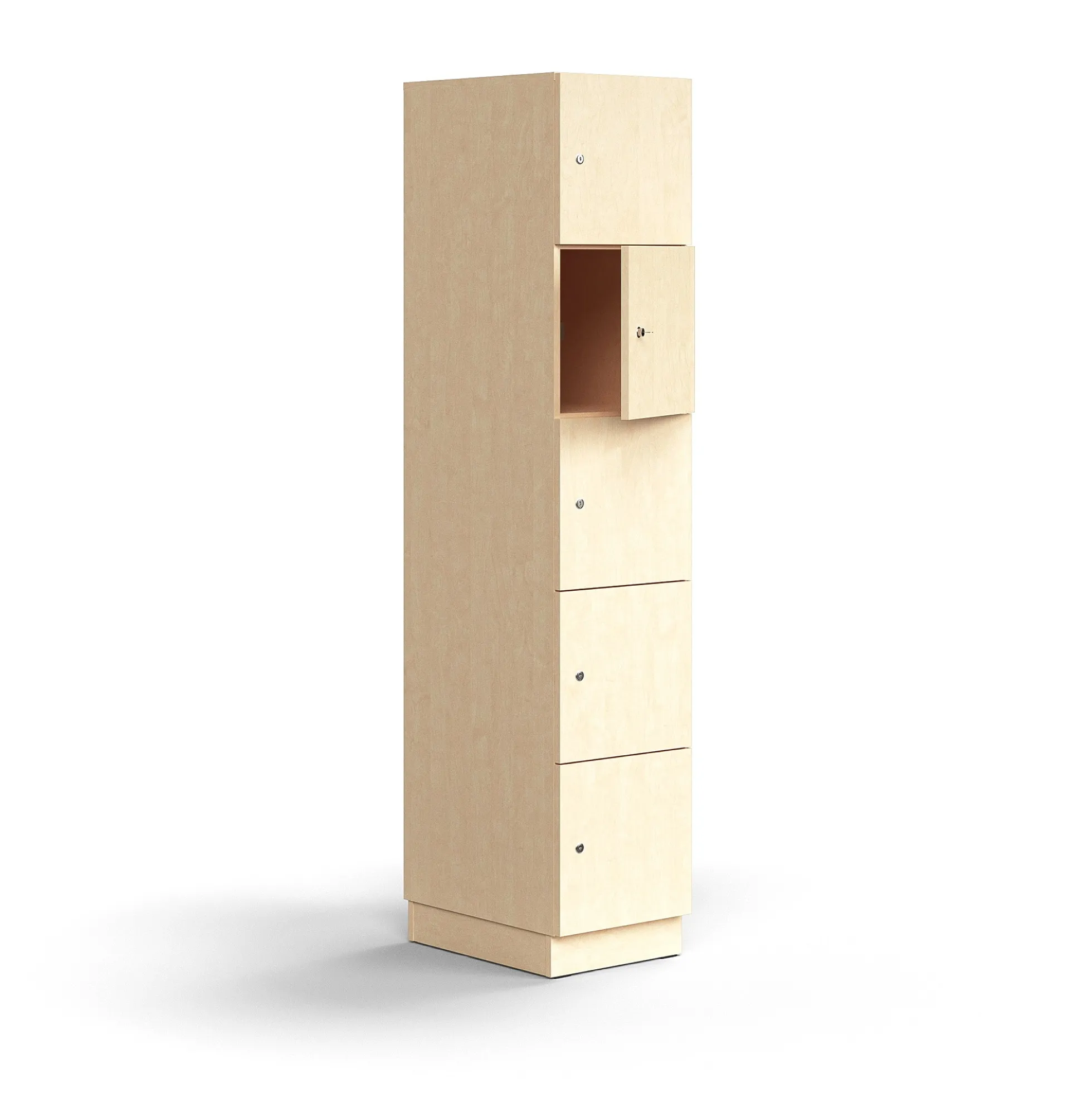 Lokerokaappi QBUS 5 lokeroa, sokkeli, 2020x400x570 mm, koivu