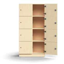 Lokerokaappi QBUS 8 lokeroa, sokkeli, 1636x800x420 mm, koivu