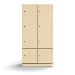 Lokerokaappi QBUS 8 lokeroa, sokkeli, 1636x800x420 mm, koivu