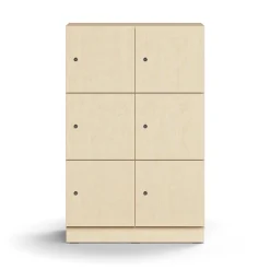 Lokerokaappi QBUS 6 lokeroa, sokkeli, 1252x800x420 mm, koivu