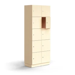Lokerokaappi QBUS 10 lokeroa, sokkeli, 2020x800x420 mm, koivu