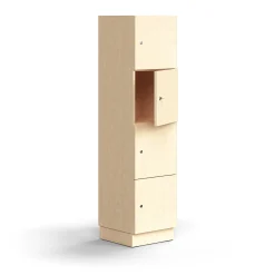 Lokerokaappi QBUS 4 lokeroa, sokkeli, 1636x400x420 mm, koivu