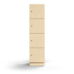 Lokerokaappi QBUS 4 lokeroa, sokkeli, 1636x400x420 mm, koivu
