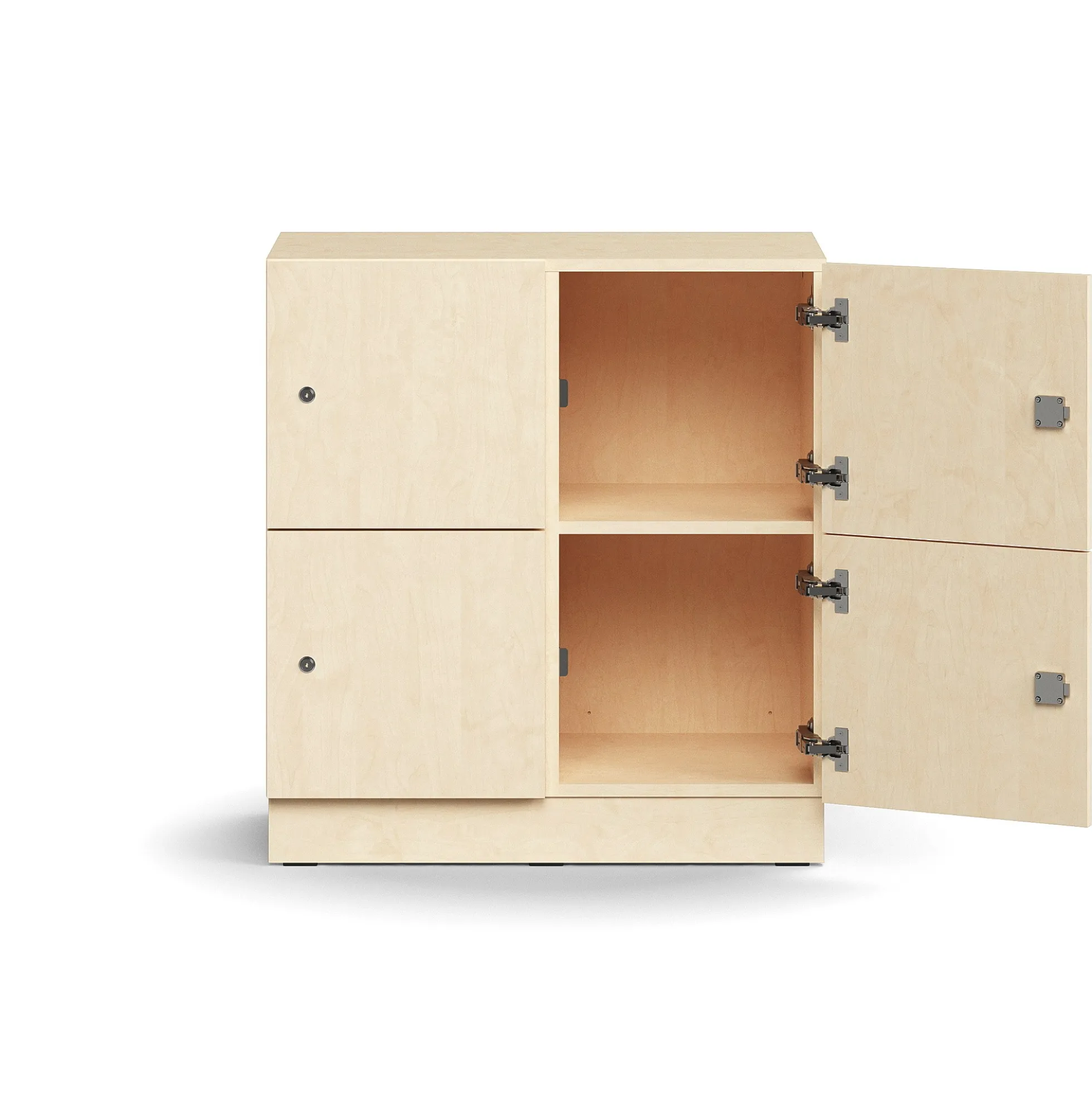 Lokerokaappi QBUS 4 lokeroa, sokkeli, 868x800x420 mm, koivu
