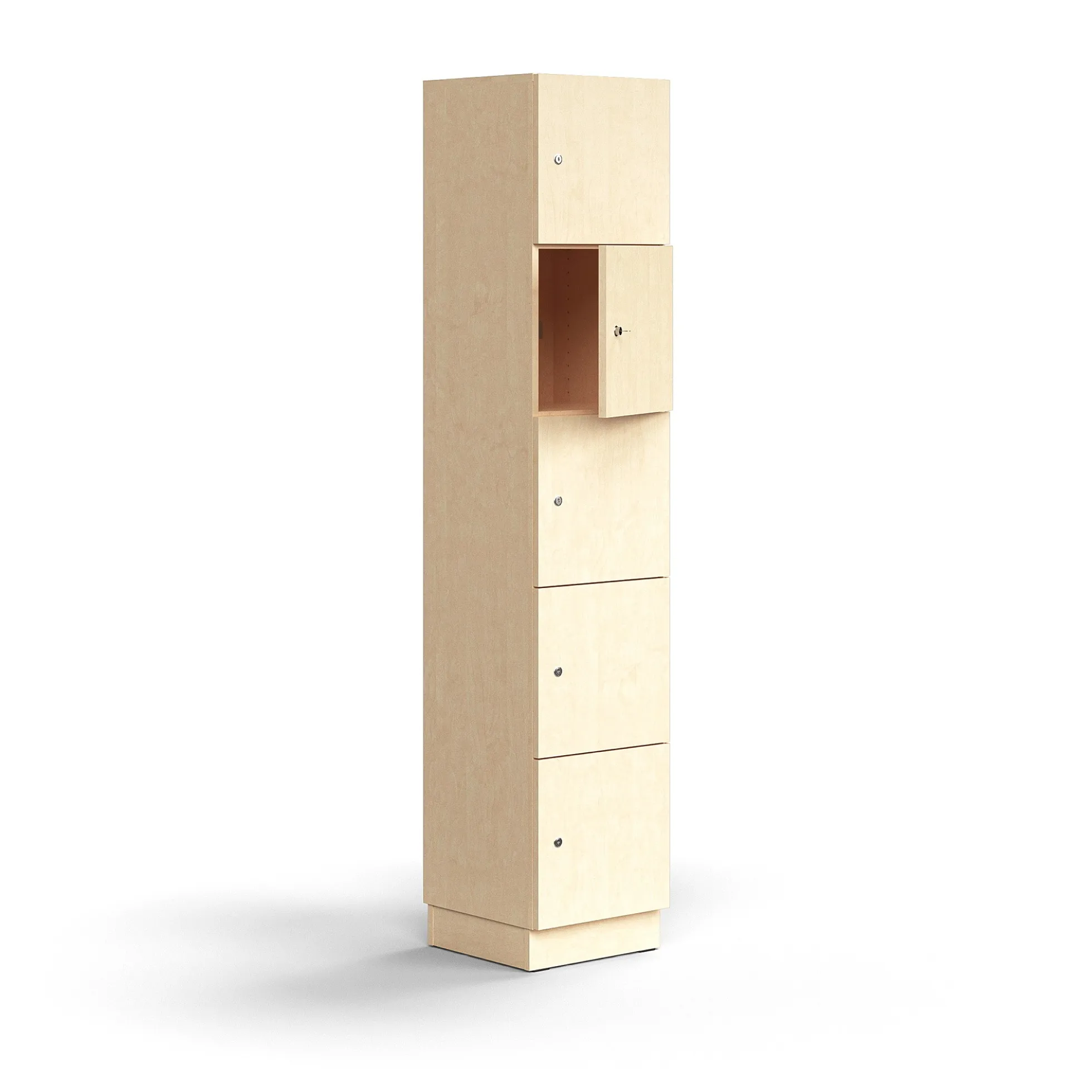 Lokerokaappi QBUS 5 lokeroa, sokkeli, 2020x400x420 mm, koivu