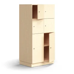 Lokerokaappi QBUS 6 lokeroa, sokkeli, 1636x800x570 mm, koivu