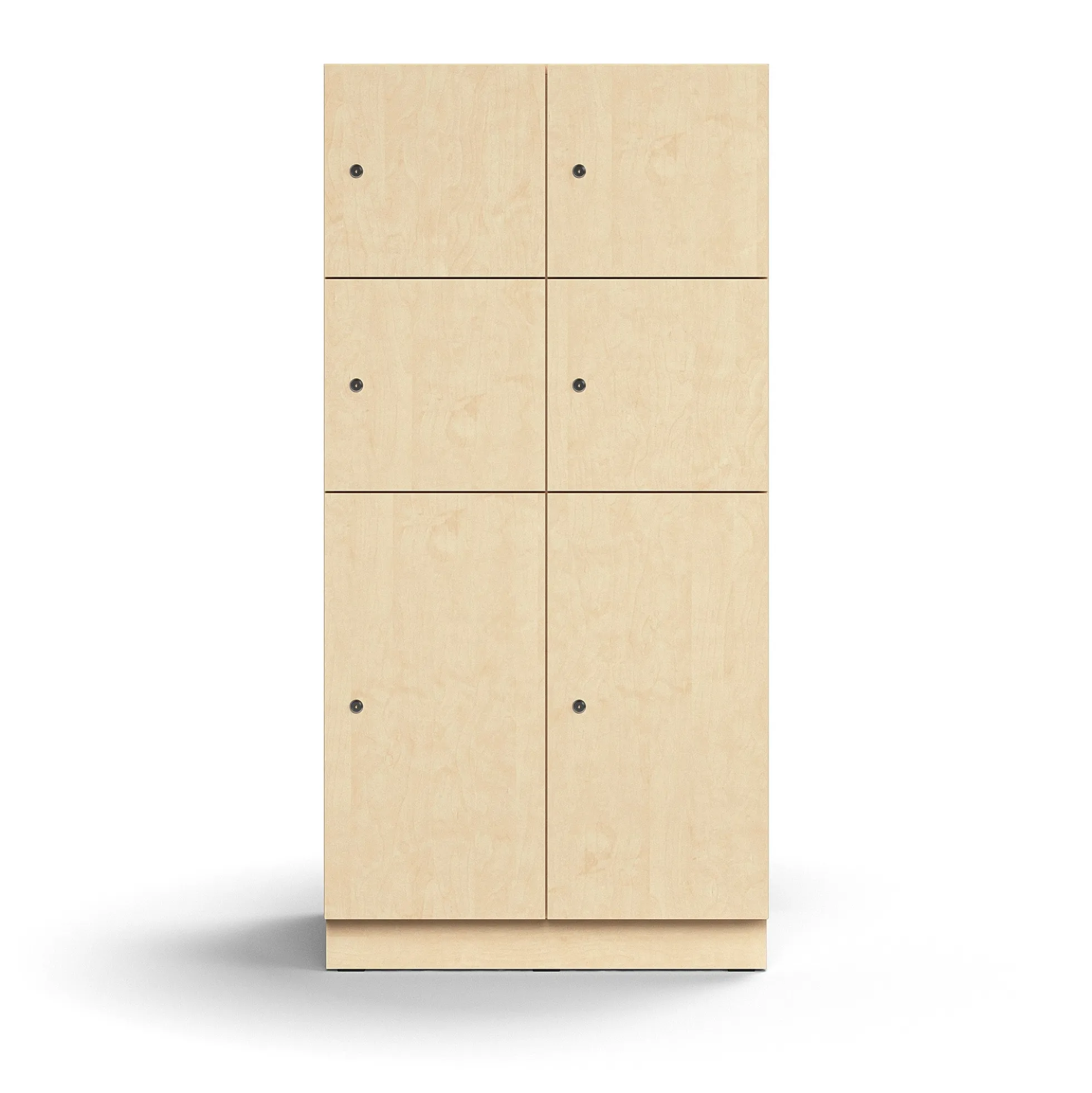 Lokerokaappi QBUS 6 lokeroa, sokkeli, 1636x800x570 mm, koivu