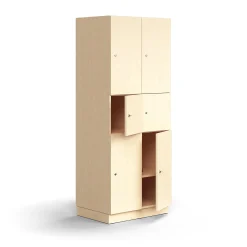 Lokerokaappi QBUS 6 lokeroa, sokkeli, 2020x800x570 mm, koivu