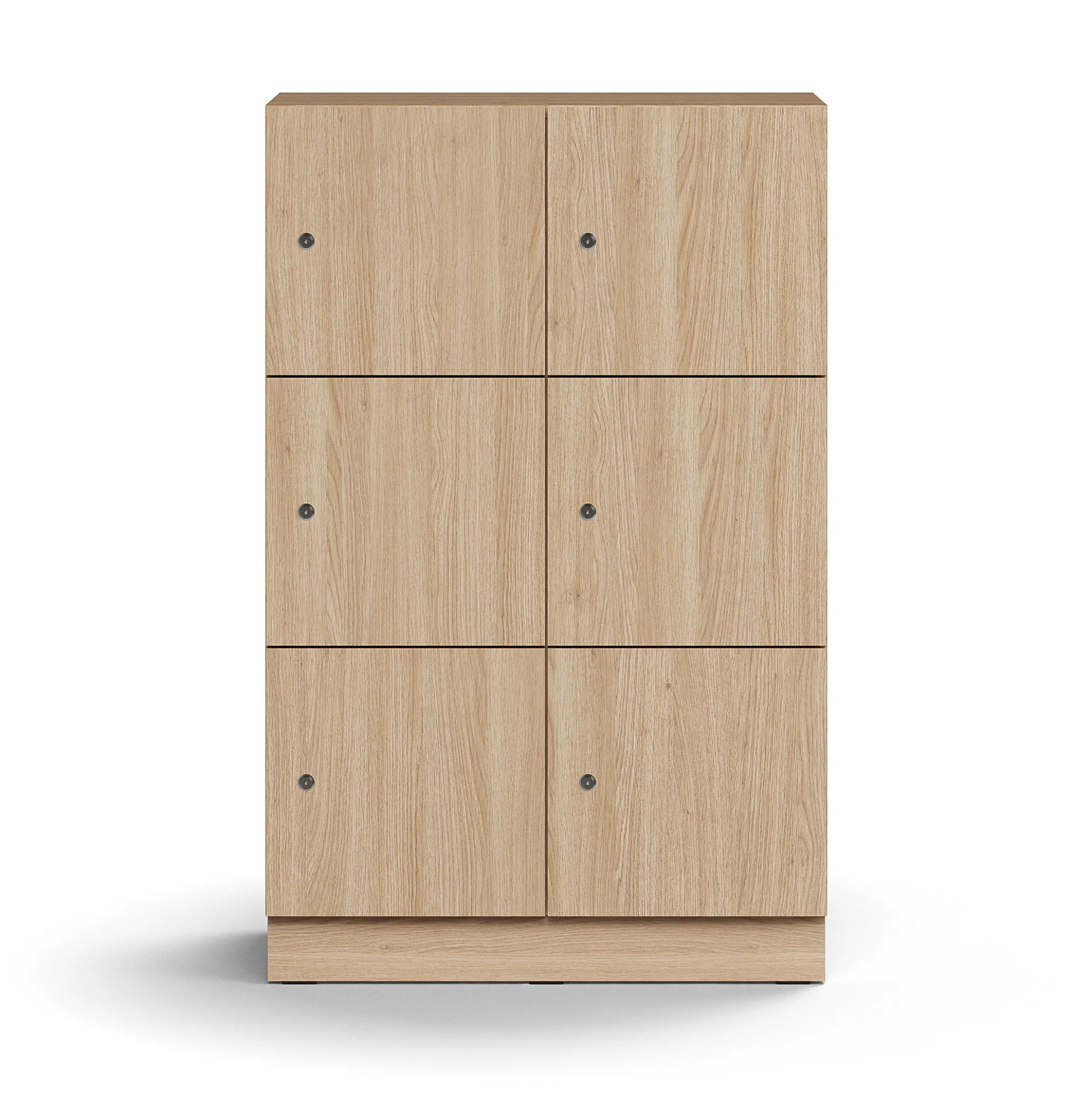Lokerokaappi QBUS 6 lokeroa, sokkeli, 1252x800x420 mm, tammi