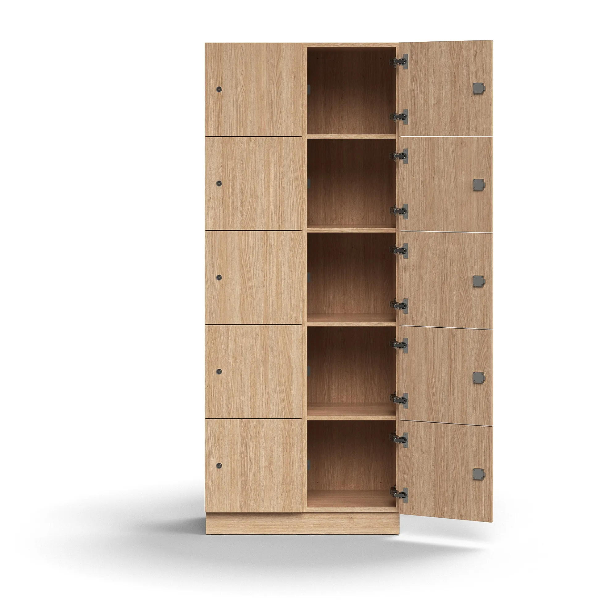 Lokerokaappi QBUS 10 lokeroa, sokkeli, 2020x800x420 mm, tammi