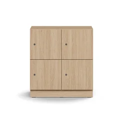 Lokerokaappi QBUS 4 lokeroa, sokkeli, 868x800x420 mm, tammi