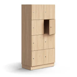 Lokerokaappi QBUS 8 lokeroa, sokkeli, 1636x800x420 mm, tammi
