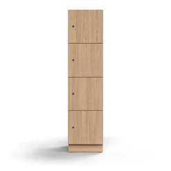 Lokerokaappi QBUS 4 lokeroa, sokkeli, 1636x400x420 mm, tammi